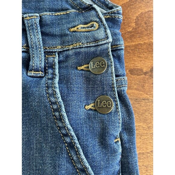 Lee Denim Bib Overall Shorts Womens M Blue Jean Pockets Shortalls Tomboy - Picture 2 of 7